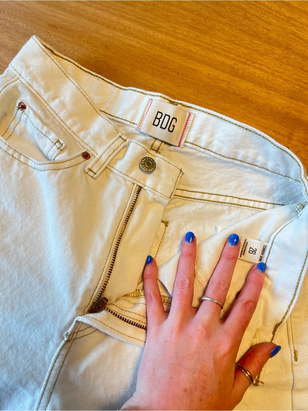 BDG High-Rise White Denim Cowboy Jeans